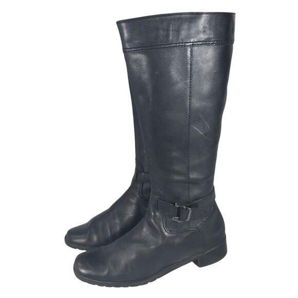 WHAT'S WHAT! BLACK GENUINE LEATHER ANKLE STRAP & BUCKLE WESTERN CUT BOOTS! SZ 8M - Picture 11 of 11